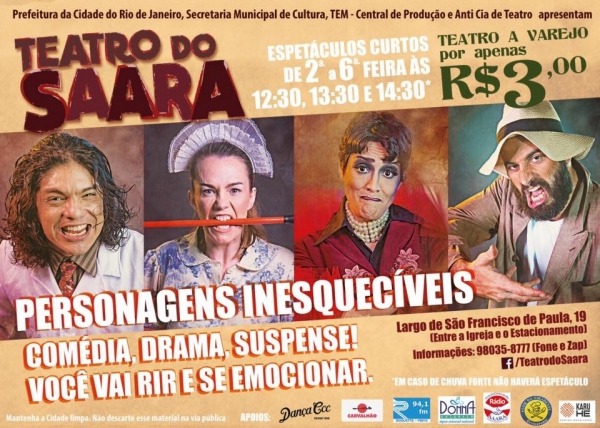 RJ:Teatro do Saara oferece ingressos gratuitos para estudantes da rede pública de ensino