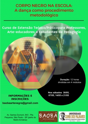 SP: Abertas as inscrições para o curso de extensão: Corpo Negro na escola - a dança como procedimento metodológico