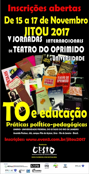 RJ: Inscrições abertas das V Jornadas Internacionais Teatro do Oprimido e Universidade /  tema Teatro do Oprimido e Educação: Práticas Político-Pedagógicas